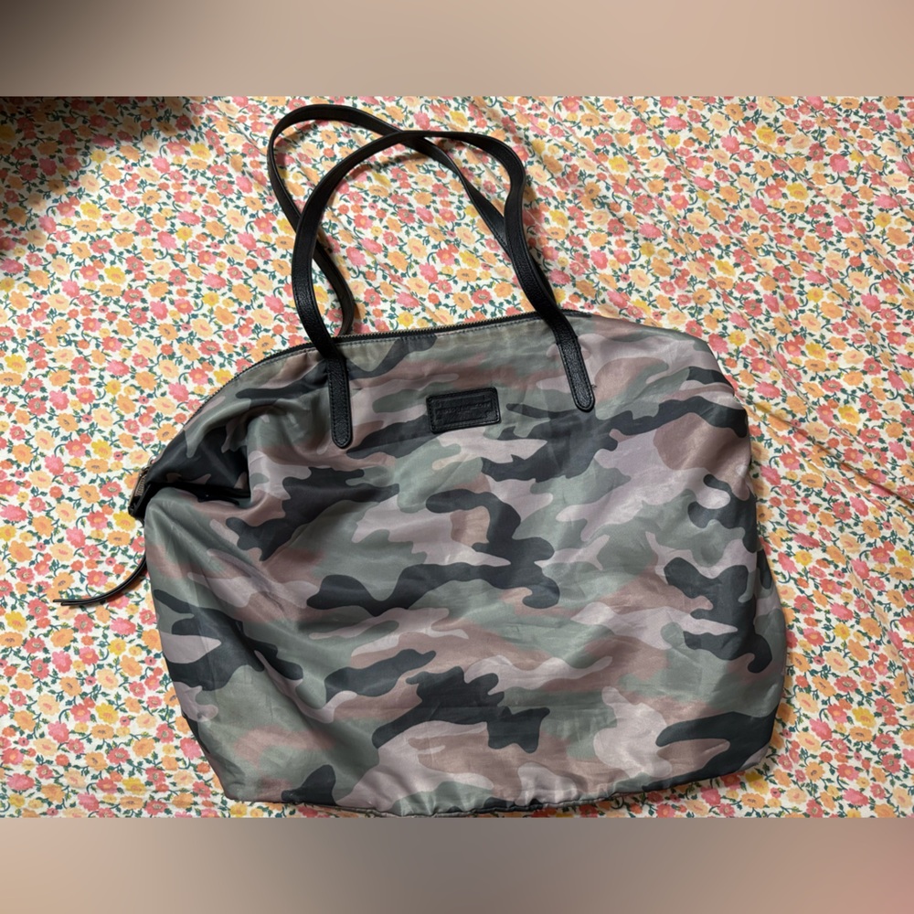 Rebecca Minkoff Washed Nylon Green Camo Tote